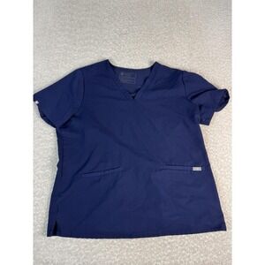Figs Scrub Shirt Womens XL Blue V Neck Technical Collection Tunic Medical Top